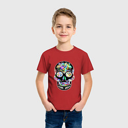 Футболка хлопковая детская Flowers - Art skull, цвет: красный — фото 2