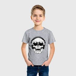 Футболка хлопковая детская Skull Music lover, цвет: меланж — фото 2