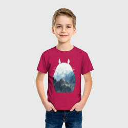 Футболка хлопковая детская Тоторо, цвет: маджента — фото 2