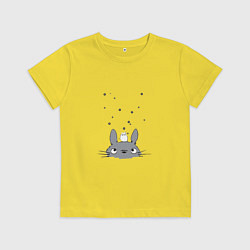 Футболка хлопковая детская Любопытный Тоторо и Сажа, цвет: желтый