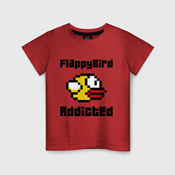 Футболка хлопковая детская FlappyBird addicted, цвет: красный