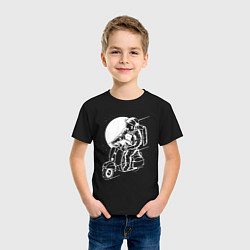 Футболка хлопковая детская Космонавт хипстер, цвет: черный — фото 2
