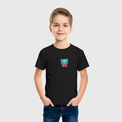 Футболка хлопковая детская Кислотный Кот, цвет: черный — фото 2