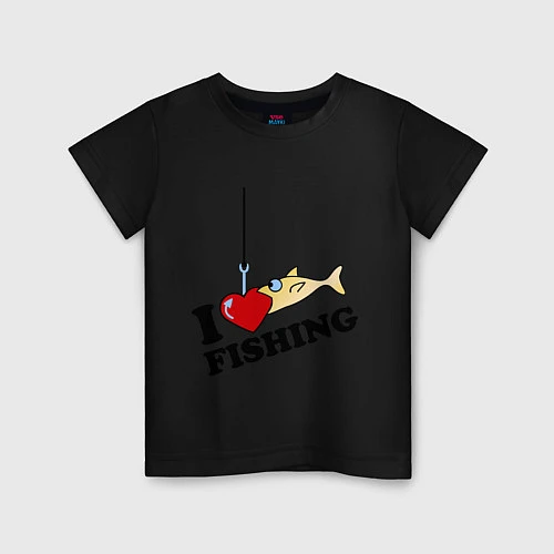 Детская футболка I love fishing / Черный – фото 1