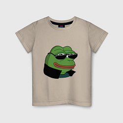 Футболка хлопковая детская Pepe в очках EZ, цвет: миндальный