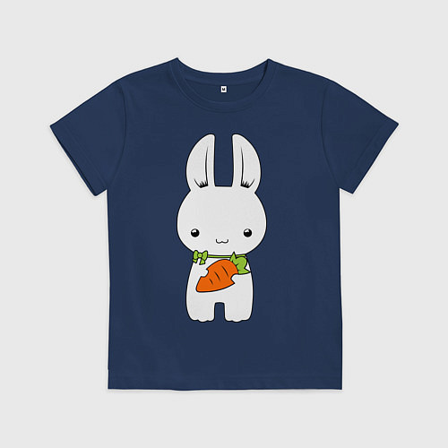 Детская футболка Зайчик с морковкой / Тёмно-синий – фото 1