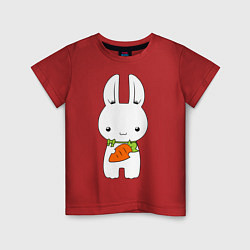 Футболка хлопковая детская Зайчик с морковкой, цвет: красный
