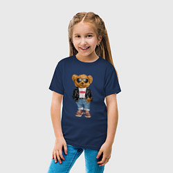 Футболка хлопковая детская Медведь плюшевый, цвет: тёмно-синий — фото 2