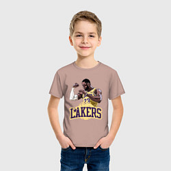 Футболка хлопковая детская LeBron - Lakers, цвет: пыльно-розовый — фото 2