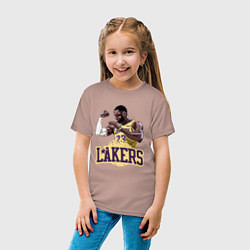 Футболка хлопковая детская LeBron - Lakers, цвет: пыльно-розовый — фото 2