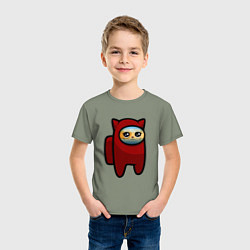 Футболка хлопковая детская Among us Cat, цвет: авокадо — фото 2
