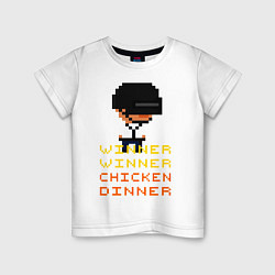 Футболка хлопковая детская PUBG Winner Chicken Dinner, цвет: белый