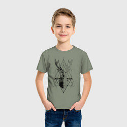 Футболка хлопковая детская Polygonal deer, цвет: авокадо — фото 2