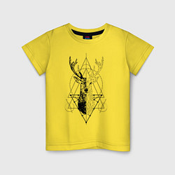 Футболка хлопковая детская Polygonal deer, цвет: желтый