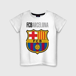 Футболка хлопковая детская Barcelona FC, цвет: белый