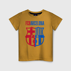 Футболка хлопковая детская Barcelona FC, цвет: горчичный