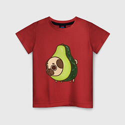 Футболка хлопковая детская Мопс-авокадо, цвет: красный