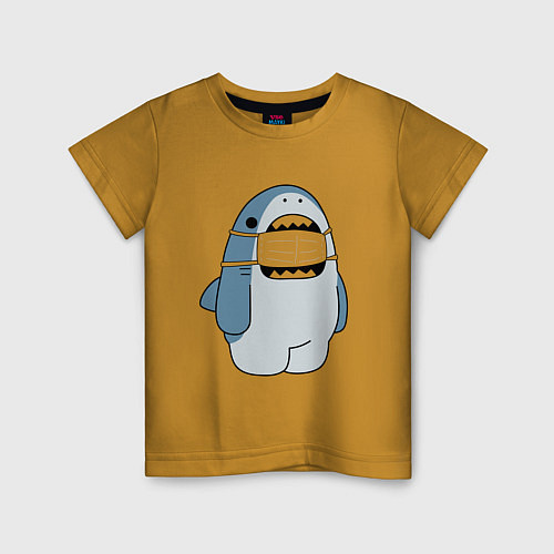 Детская футболка Акула в маске / Горчичный – фото 1