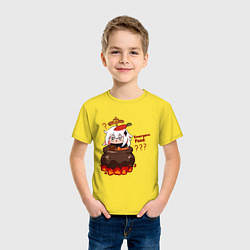 Футболка хлопковая детская Genshin Impact Paimon food, цвет: желтый — фото 2