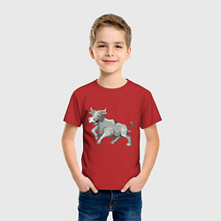 Футболка хлопковая детская Металлический бык, цвет: красный — фото 2