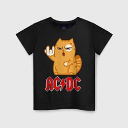 Футболка хлопковая детская ACDC rock cat, цвет: черный