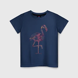 Футболка хлопковая детская Узорчатый фламинго, цвет: тёмно-синий