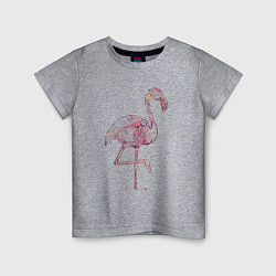 Футболка хлопковая детская Узорчатый фламинго, цвет: меланж