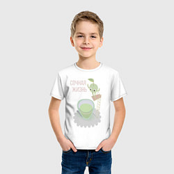 Футболка хлопковая детская Яблоко вектор, цвет: белый — фото 2
