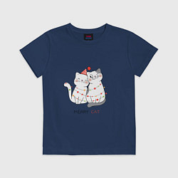 Футболка хлопковая детская Merry Cat, цвет: тёмно-синий