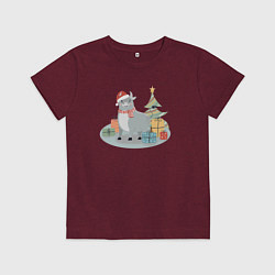 Футболка хлопковая детская Серебряный бык, цвет: меланж-бордовый