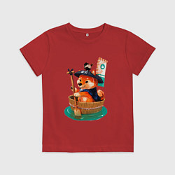 Футболка хлопковая детская Собачка плывет, цвет: красный