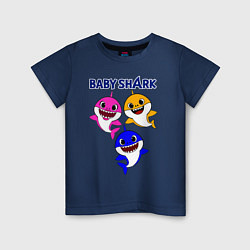 Футболка хлопковая детская Baby Shark, цвет: тёмно-синий