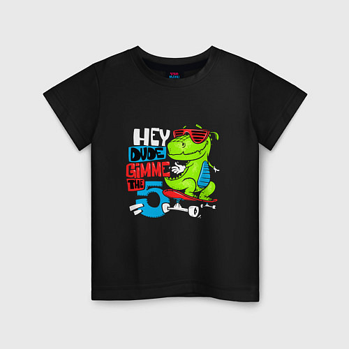 Детская футболка Dino hipster / Черный – фото 1