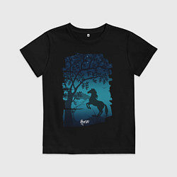 Футболка хлопковая детская Конь, цвет: черный