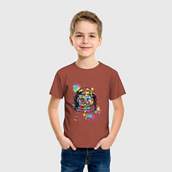 Футболка хлопковая детская Кот-космонавт, цвет: кирпичный — фото 2
