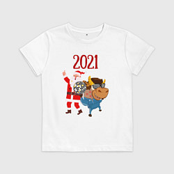 Футболка хлопковая детская Новый 2021 Год, цвет: белый