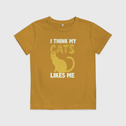 Футболка хлопковая детская Кот, цвет: горчичный