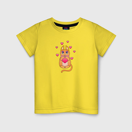 Детская футболка Влюблённая кошечка / Желтый – фото 1