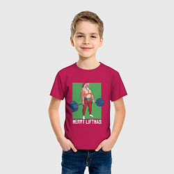 Футболка хлопковая детская Merry Liftmas, цвет: маджента — фото 2