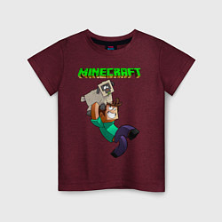 Футболка хлопковая детская Minecraft, цвет: меланж-бордовый