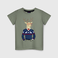 Футболка хлопковая детская Hipster Deer, цвет: авокадо