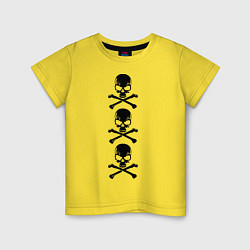 Футболка хлопковая детская Три черепка, цвет: желтый