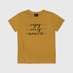 Футболка хлопковая детская Enjoy every moment, цвет: горчичный