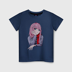 Футболка хлопковая детская Zero Two, цвет: тёмно-синий