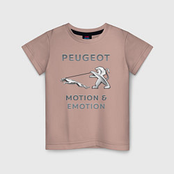 Футболка хлопковая детская Пежо Ягуар Emotion, цвет: пыльно-розовый