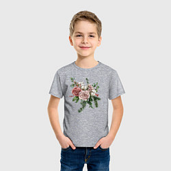 Футболка хлопковая детская Букет роз, цвет: меланж — фото 2