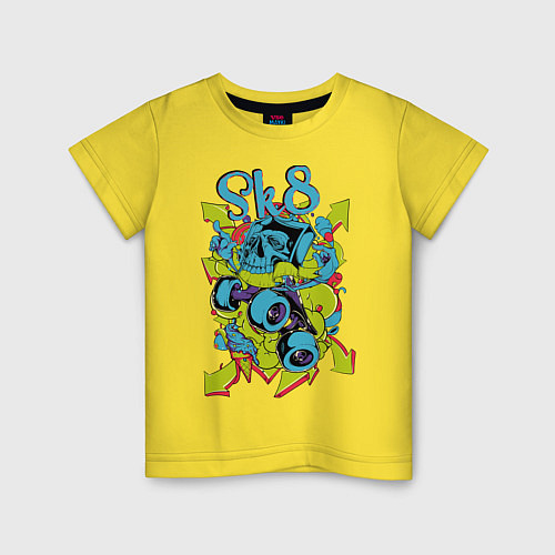 Детская футболка Граффити Череп / Желтый – фото 1