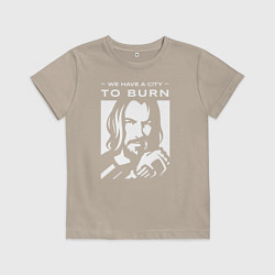 Футболка хлопковая детская WE HAVE A CITY TO BURN, цвет: миндальный