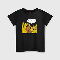 Футболка хлопковая детская This is Fine, цвет: черный