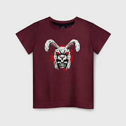 Футболка хлопковая детская Skull hare, цвет: меланж-бордовый